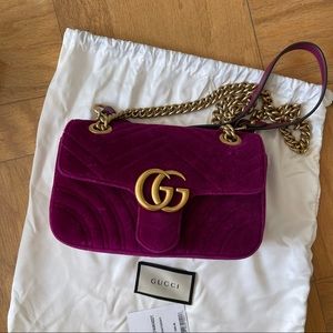 Gucci GG marmont velvet mini bag fuschia